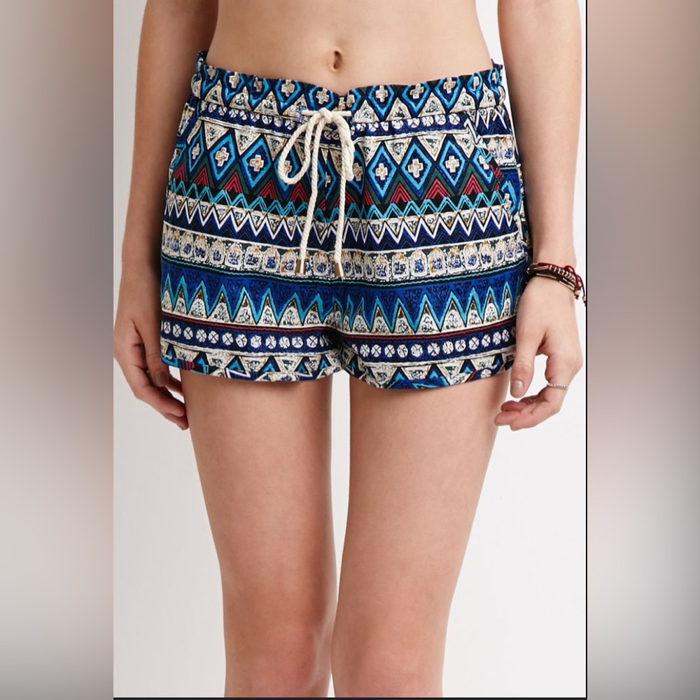 Forever 21 Womens Sz Small Tribal Aztec Western Print Cotton Shorts Multicolor